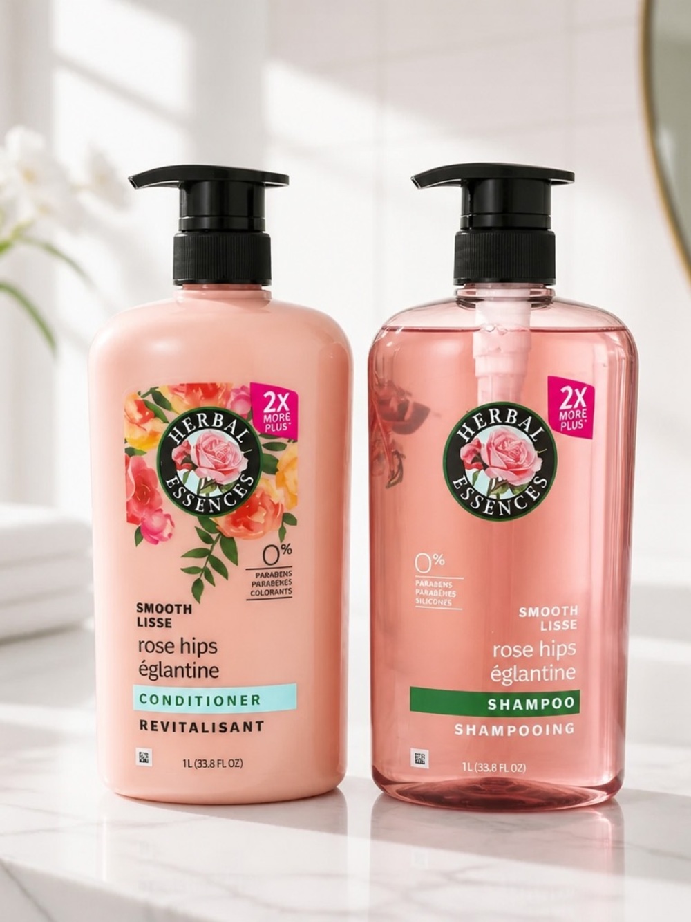 Rose Hips Smooth Conditioner & Shampoo — Pink